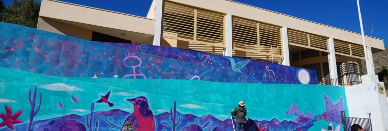 "Colores Identidad": estudiantes y comunidad de Carén inaugura mural en Colegio Río Grande junto a Programa Pequeñas Localidades MINVU